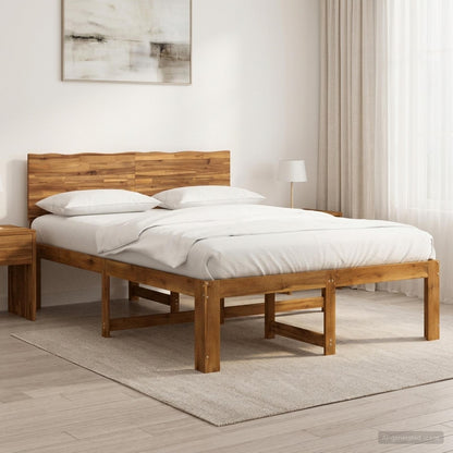 vidaXL Double Bed Frame with Headboard ROSTOCK Natural 120 x 190 cm