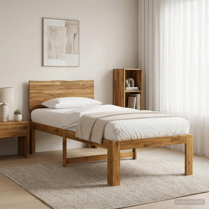 vidaXL Single Bed Frame with Headboard ROSTOCK Natural 80 x 200 cm