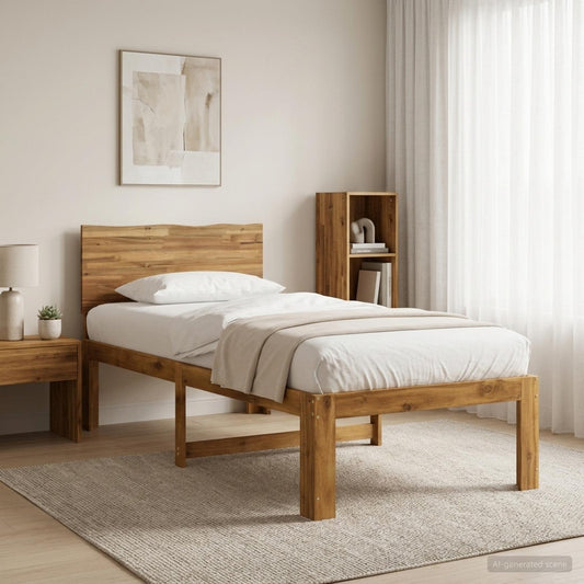vidaXL Single Bed Frame with Headboard ROSTOCK Natural 80 x 200 cm