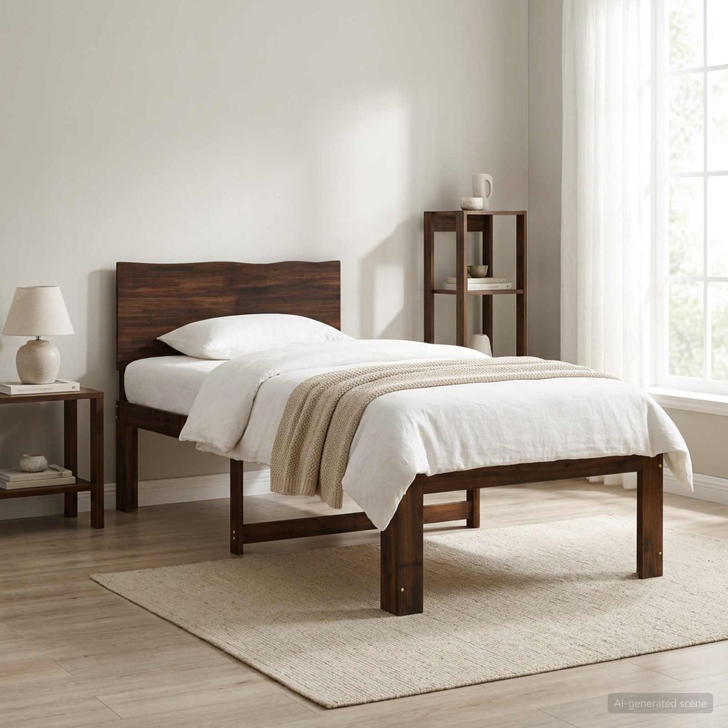 vidaXL Single Bed Frame with Headboard ROSTOCK Dark Brown 90 x 200 cm