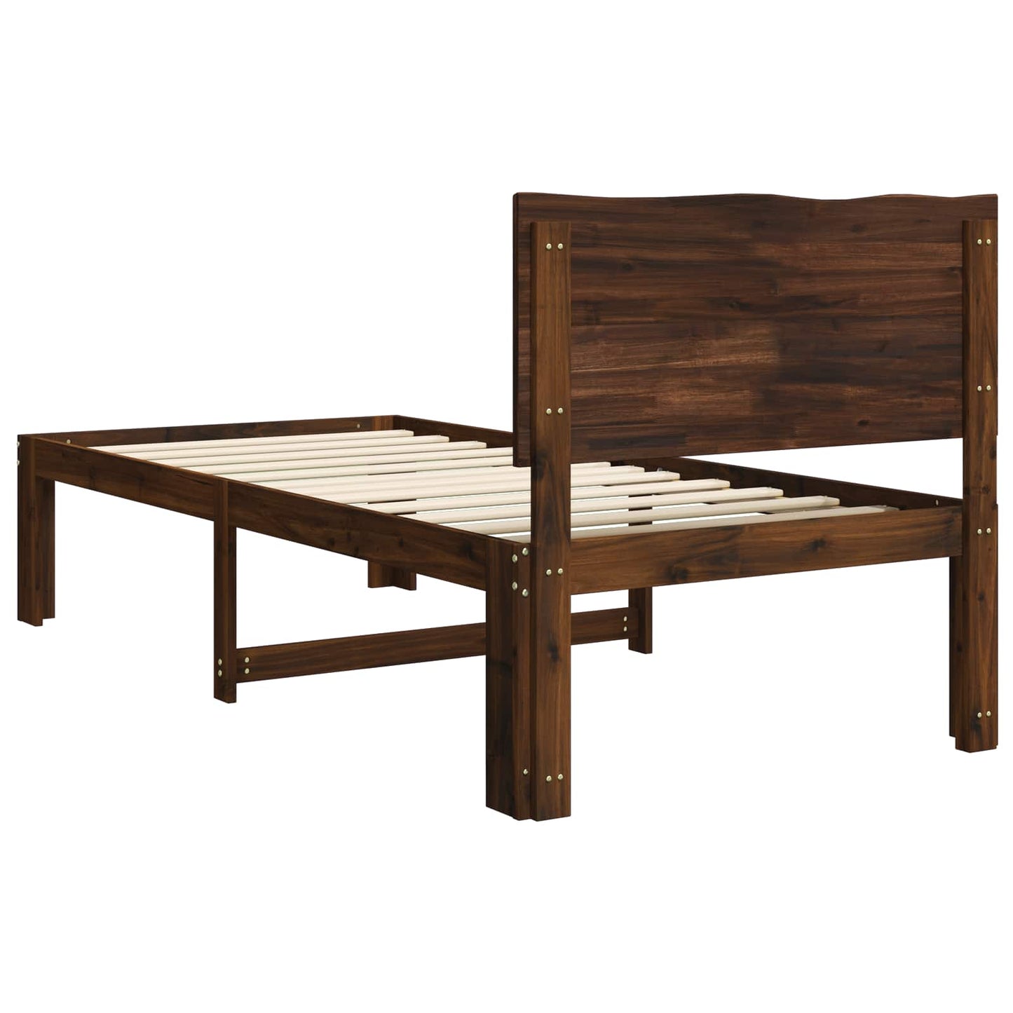 vidaXL Single Bed Frame with Headboard ROSTOCK Dark Brown 90 x 200 cm
