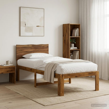 vidaXL Single Bed Frame with Headboard ROSTOCK Natural 90 x 200 cm