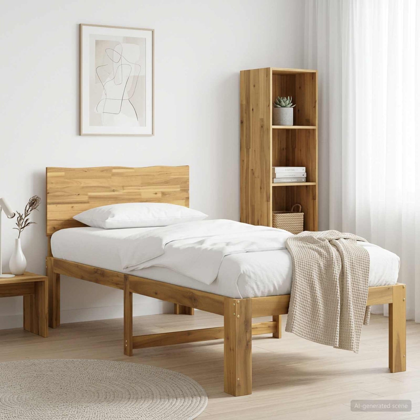vidaXL Single Bed Frame with Headboard ROSTOCK White 90 x 200 cm