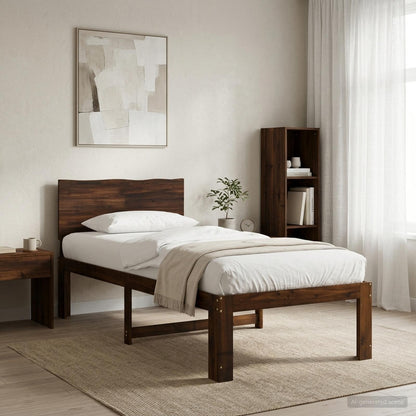 vidaXL Single Bed Frame with Headboard ROSTOCK Dark Brown 100 x 200 cm