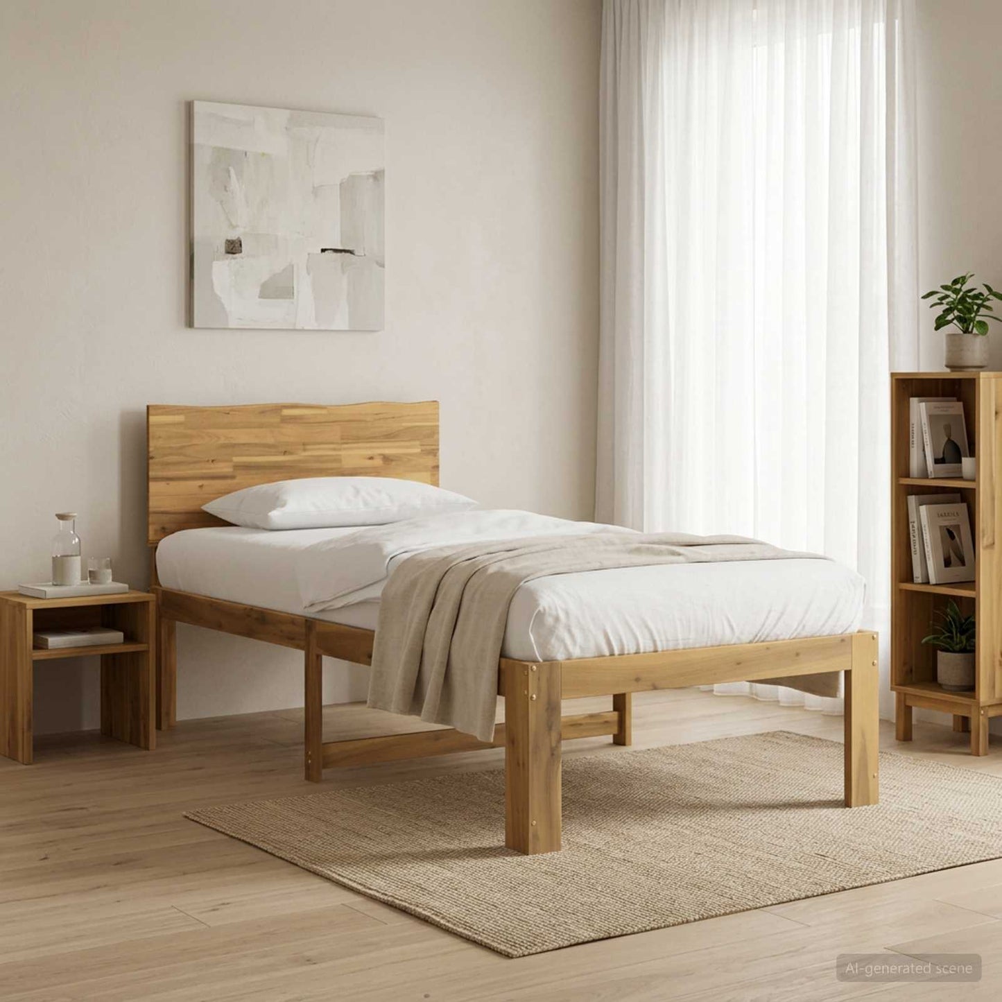 vidaXL Single Bed Frame with Headboard ROSTOCK White 100 x 200 cm