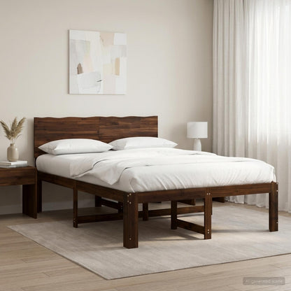 vidaXL Double Bed Frame with Headboard ROSTOCK Dark Brown 120 x 200 cm