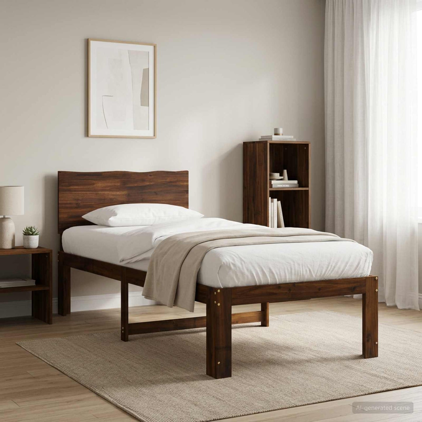 vidaXL Single Bed Frame with Headboard ROSTOCK Dark Brown 90 x 190 cm