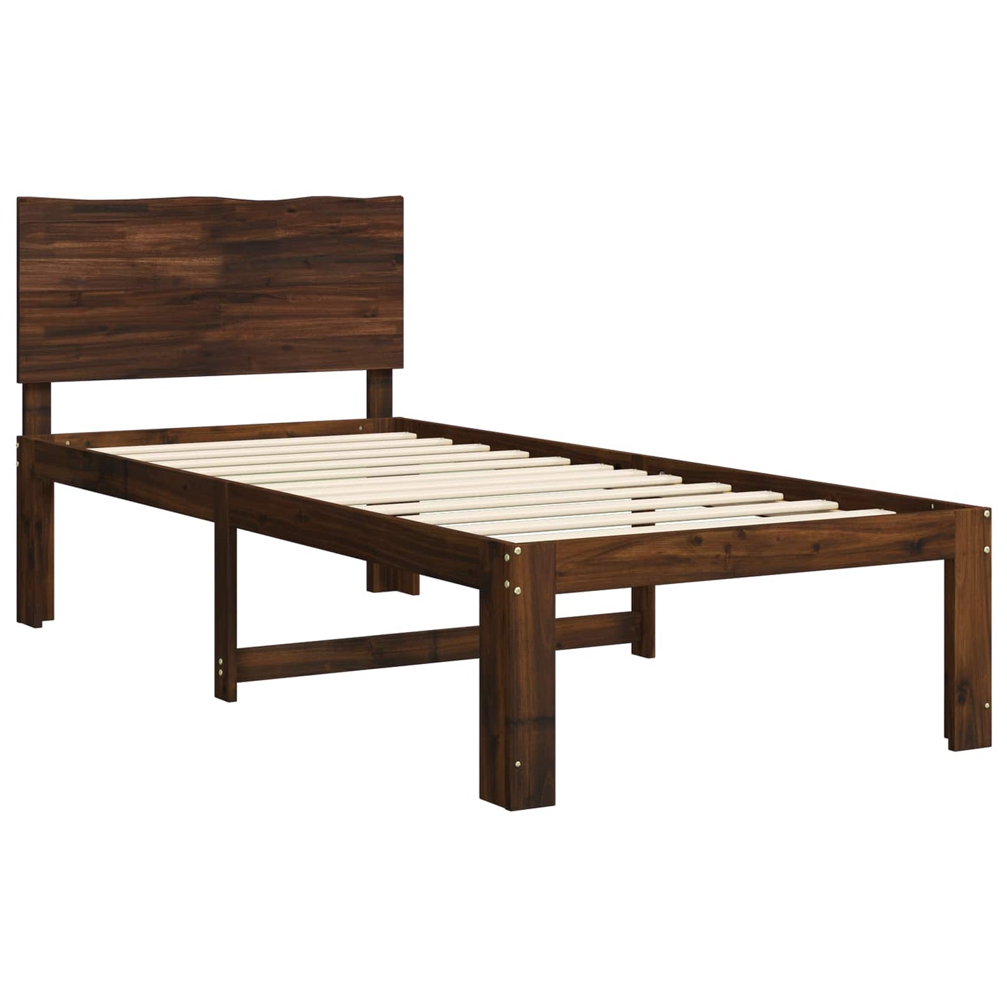 vidaXL Single Bed Frame with Headboard ROSTOCK Dark Brown 90 x 190 cm