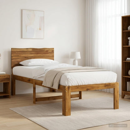 vidaXL Single Bed Frame with Headboard ROSTOCK Natural 90 x 190 cm