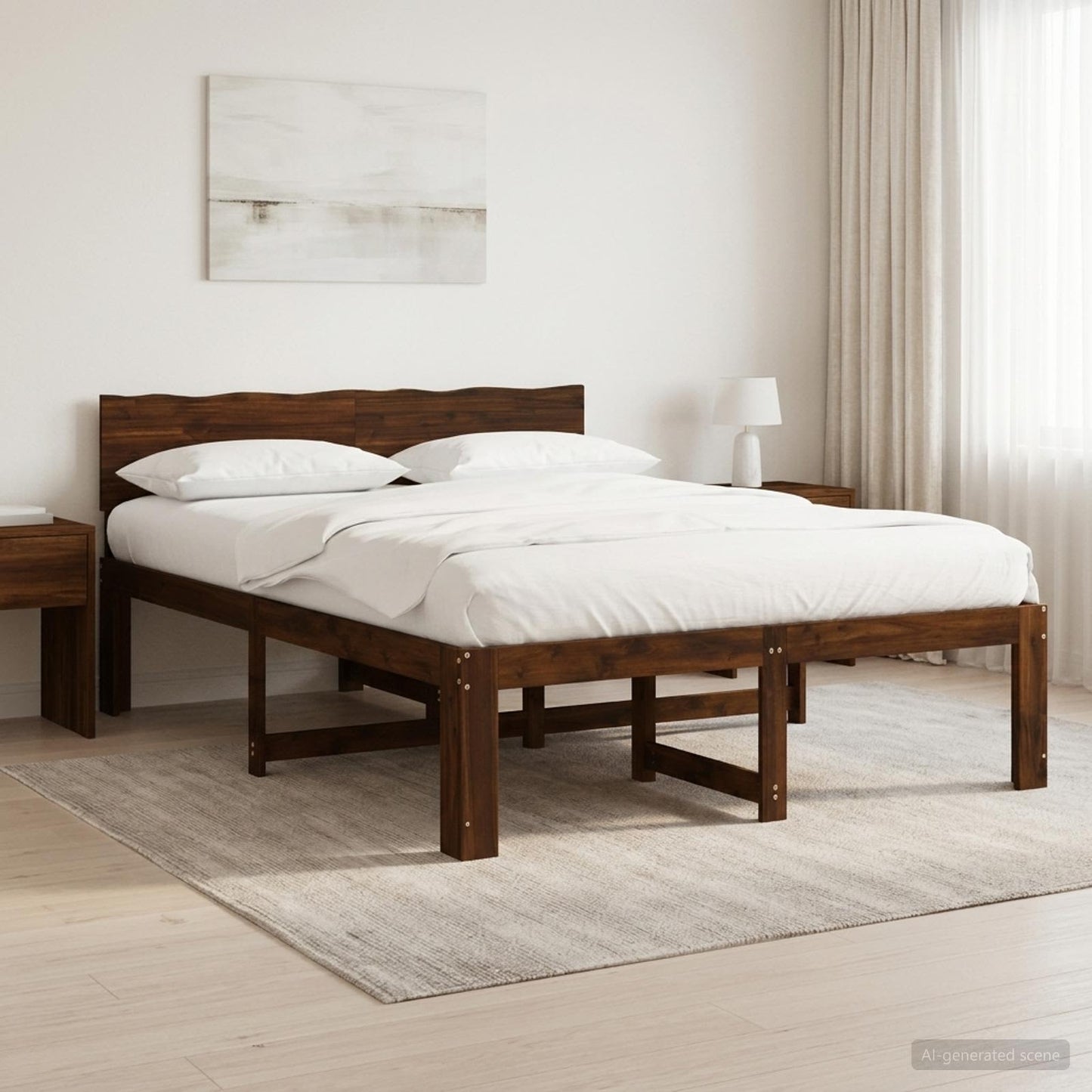 vidaXL Double Bed Frame with Headboard ROSTOCK Dark Brown 120 x 190 cm