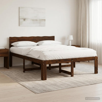 vidaXL Double Bed Frame with Headboard ROSTOCK Dark Brown 120 x 190 cm