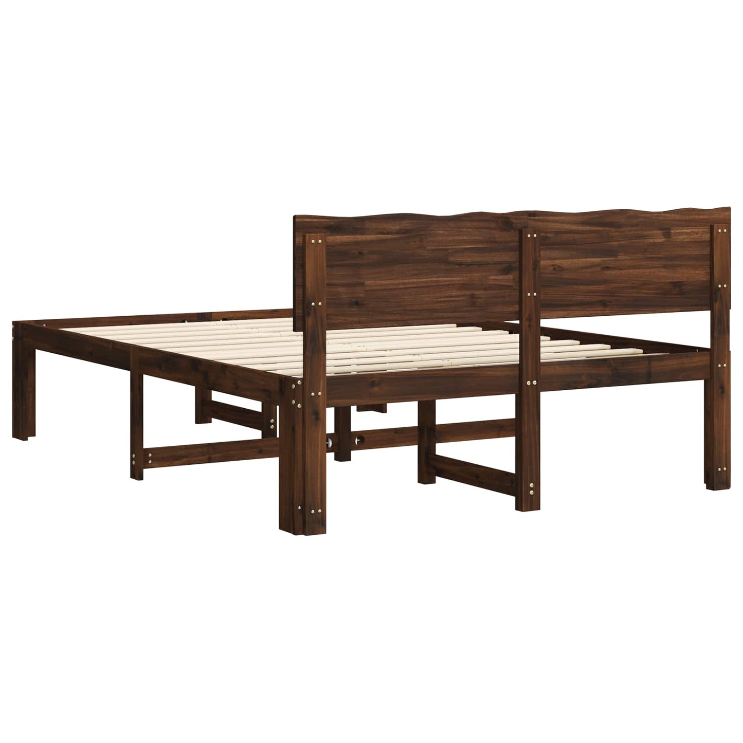 vidaXL Double Bed Frame with Headboard ROSTOCK Dark Brown 120 x 190 cm