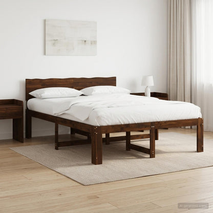 vidaXL Double Bed Frame with Headboard ROSTOCK Dark Brown 135 x 190 cm