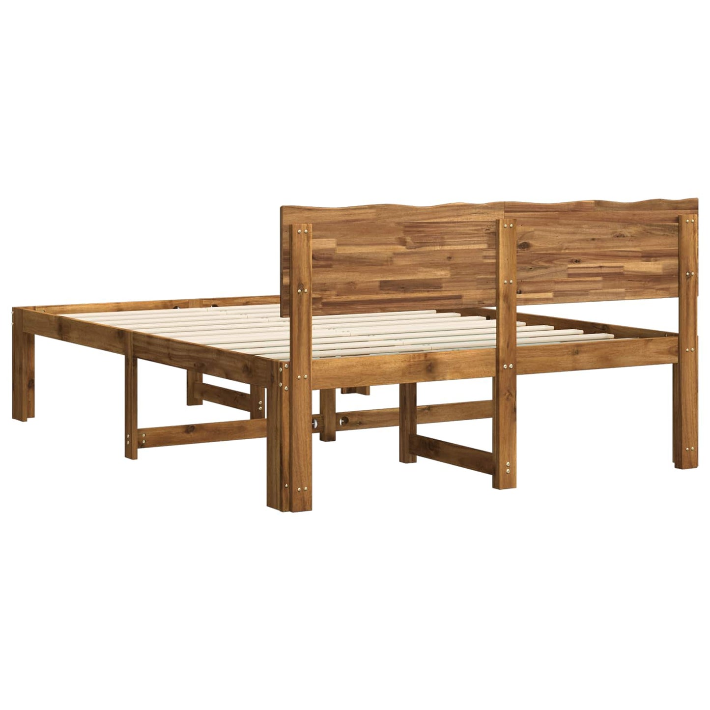 vidaXL Double Bed Frame with Headboard ROSTOCK Natural 135 x 190 cm