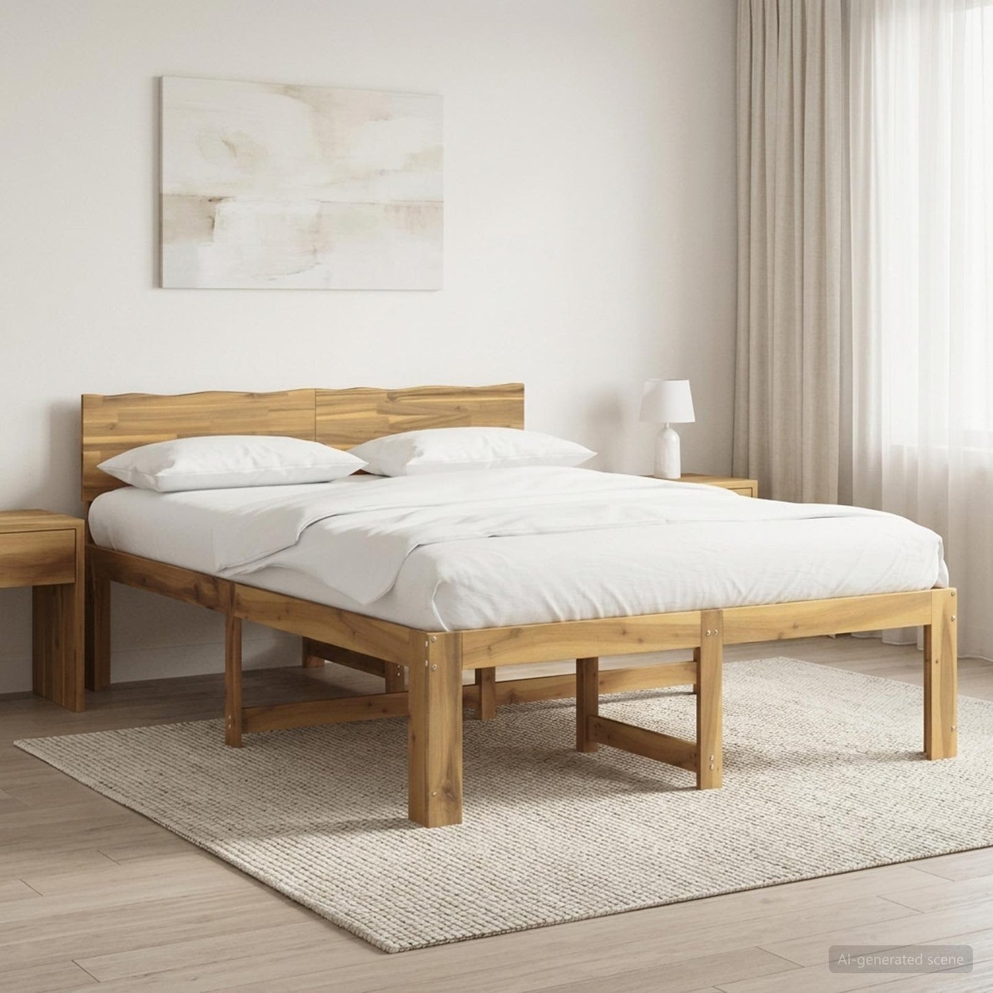 vidaXL Double Bed Frame with Headboard ROSTOCK White 135 x 190 cm