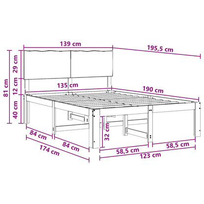 vidaXL Double Bed Frame with Headboard ROSTOCK White 135 x 190 cm