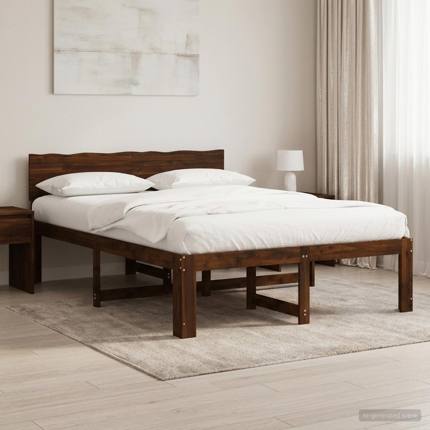 vidaXL Double Bed Frame with Headboard ROSTOCK Dark Brown 140 x 190 cm