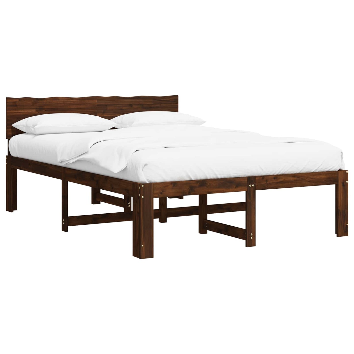 vidaXL Double Bed Frame with Headboard ROSTOCK Dark Brown 140 x 190 cm