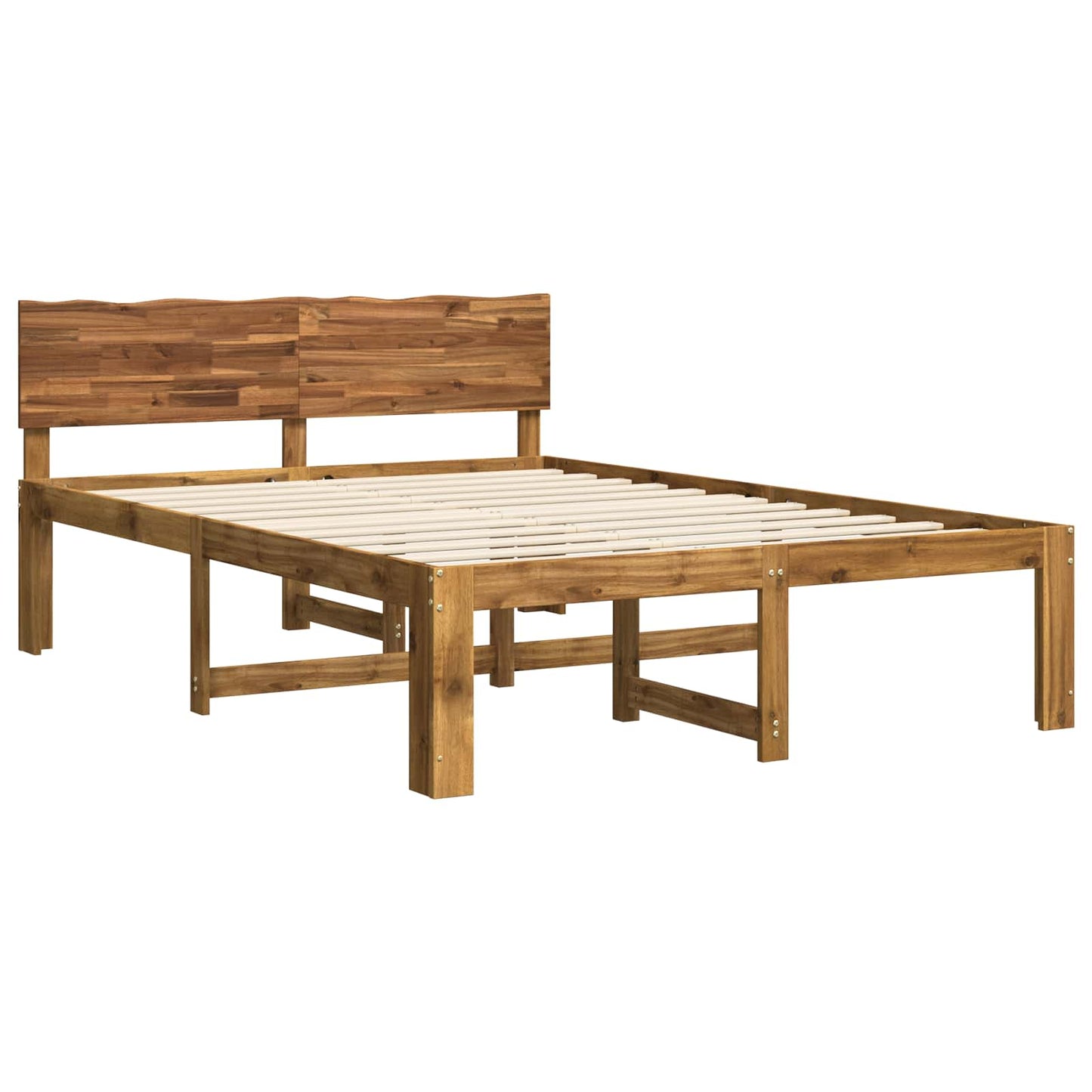 vidaXL Double Bed Frame with Headboard ROSTOCK Natural 140 x 190 cm