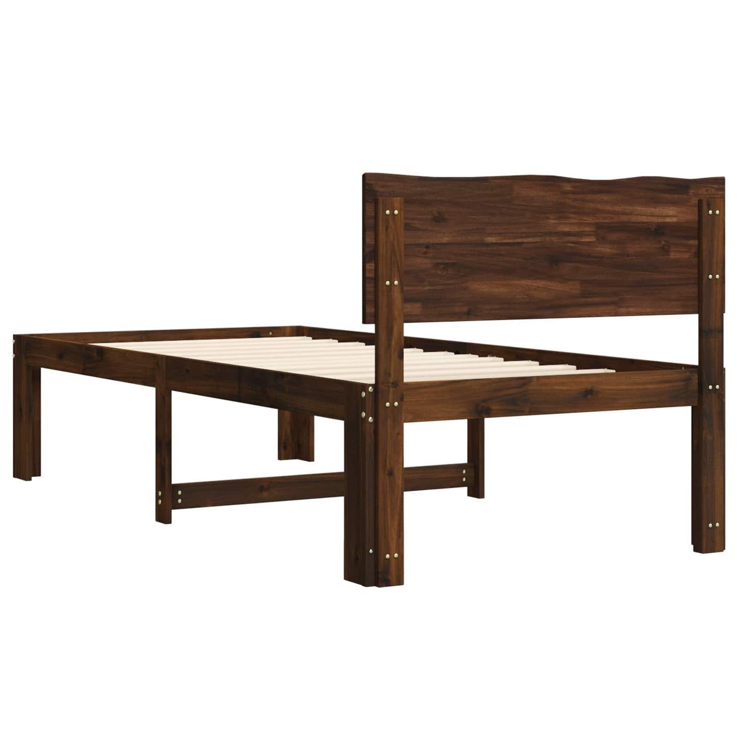 vidaXL Single Bed Frame with Headboard ROSTOCK Dark Brown 80 x 200 cm