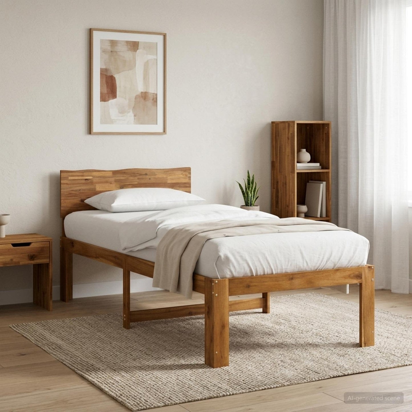 vidaXL Single Bed Frame with Headboard ROSTOCK Natural 80 x 200 cm