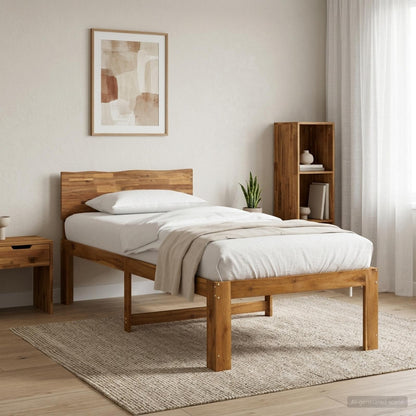 vidaXL Single Bed Frame with Headboard ROSTOCK Natural 80 x 200 cm