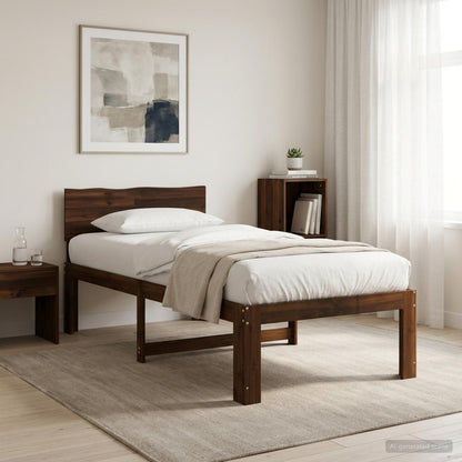 vidaXL Single Bed Frame with Headboard ROSTOCK Dark Brown 90 x 200 cm