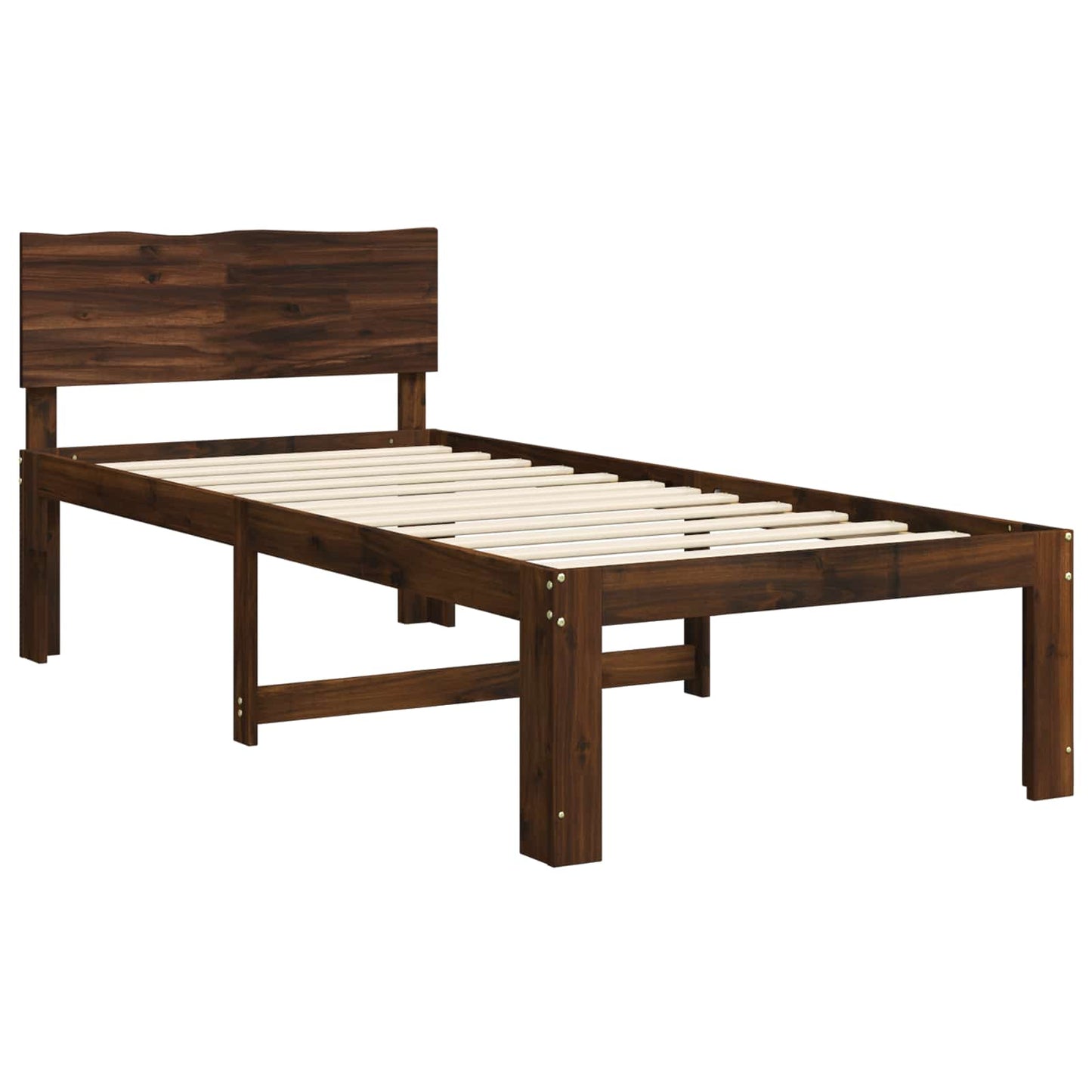 vidaXL Single Bed Frame with Headboard ROSTOCK Dark Brown 90 x 200 cm