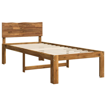 vidaXL Single Bed Frame with Headboard ROSTOCK Natural 90 x 200 cm