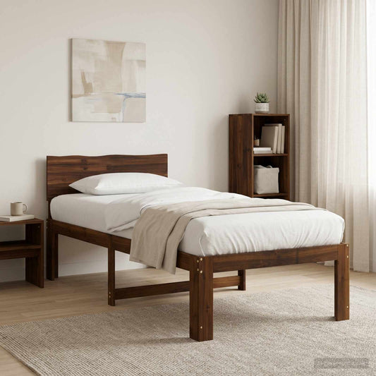 vidaXL Single Bed Frame with Headboard ROSTOCK Dark Brown 100 x 200 cm