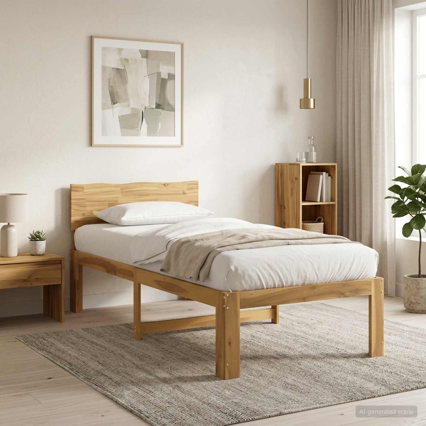 vidaXL Single Bed Frame with Headboard ROSTOCK White 100 x 200 cm