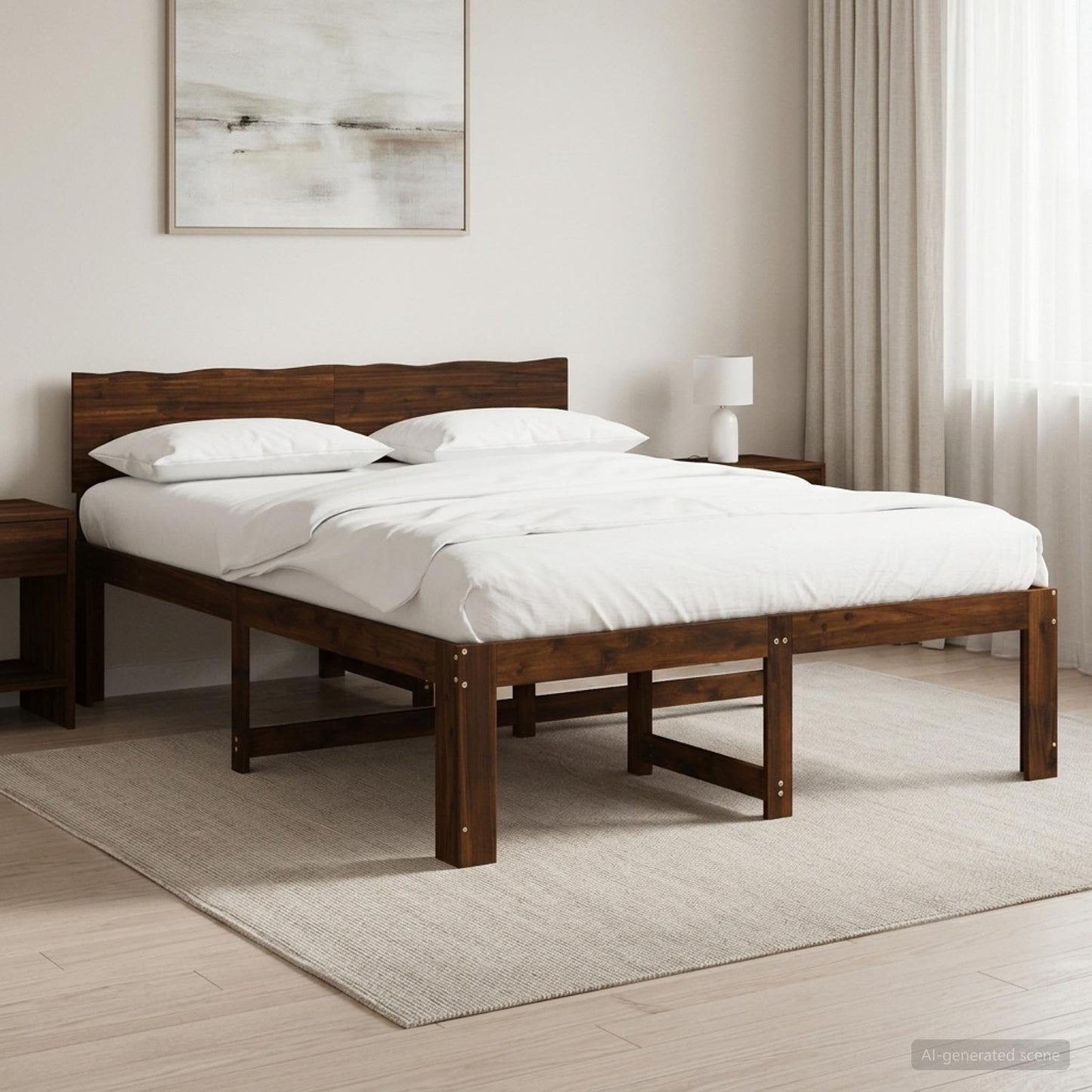 vidaXL Double Bed Frame with Headboard ROSTOCK Dark Brown 120 x 200 cm