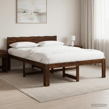 vidaXL Double Bed Frame with Headboard ROSTOCK Dark Brown 120 x 200 cm