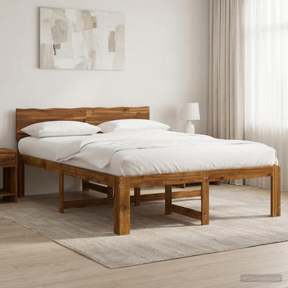vidaXL Double Bed Frame with Headboard ROSTOCK Natural 120 x 200 cm