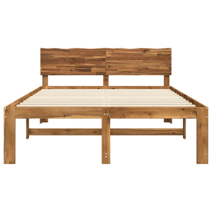 vidaXL Double Bed Frame with Headboard ROSTOCK Natural 120 x 200 cm