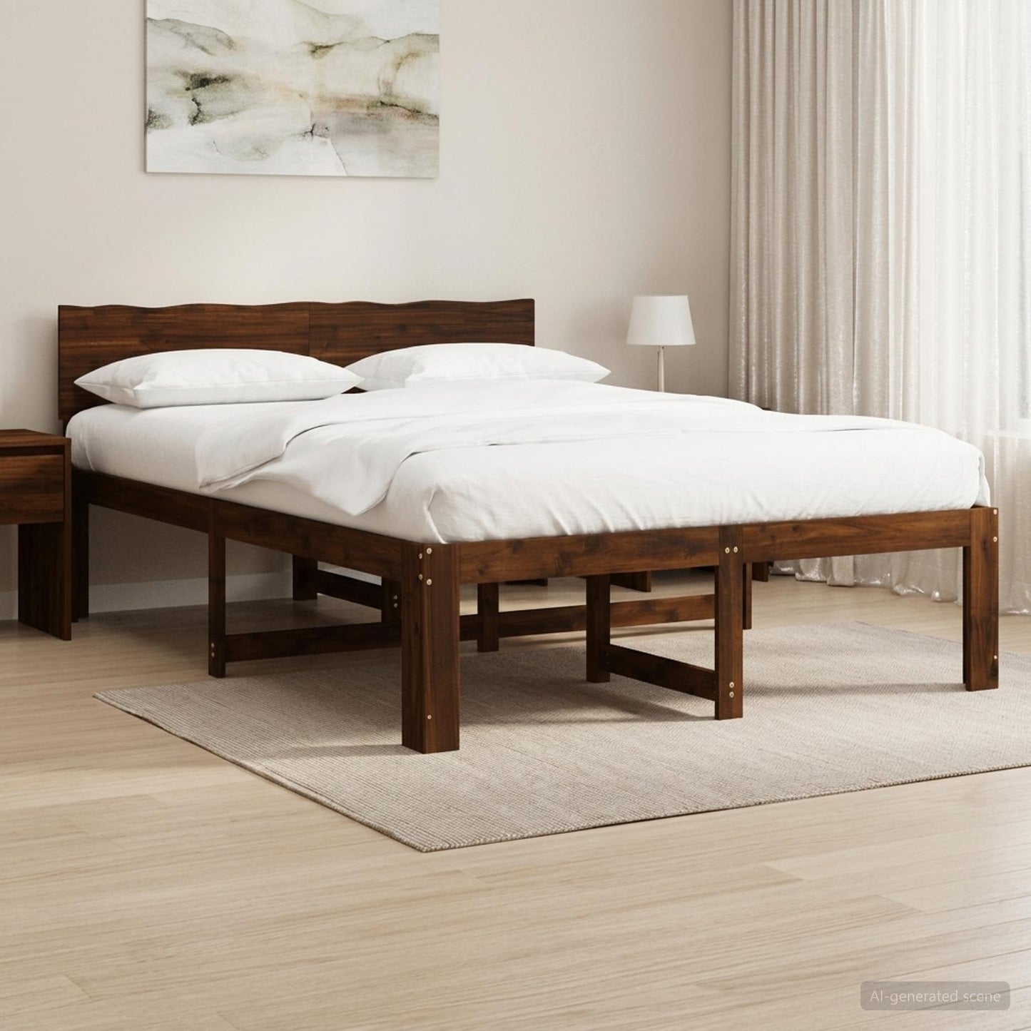 vidaXL Double Bed Frame with Headboard ROSTOCK Dark Brown 140 x 200 cm