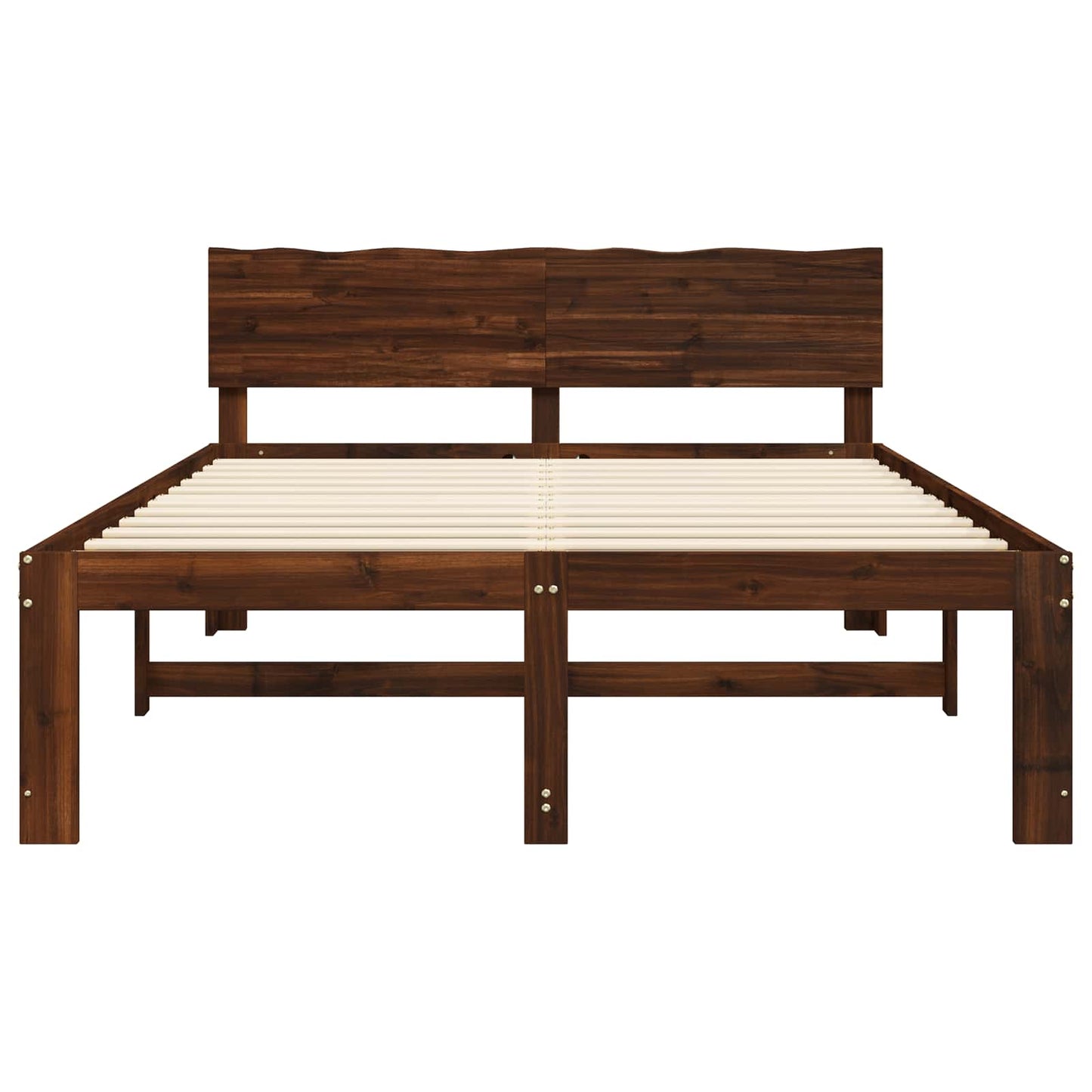 vidaXL Double Bed Frame with Headboard ROSTOCK Dark Brown 140 x 200 cm