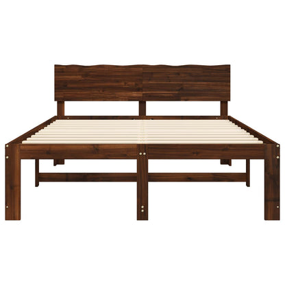 vidaXL Double Bed Frame with Headboard ROSTOCK Dark Brown 140 x 200 cm