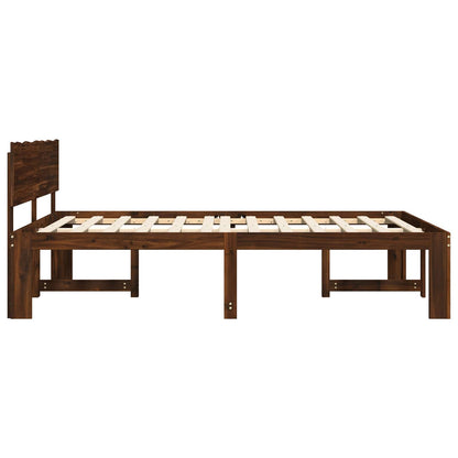 vidaXL Double Bed Frame with Headboard ROSTOCK Dark Brown 140 x 200 cm