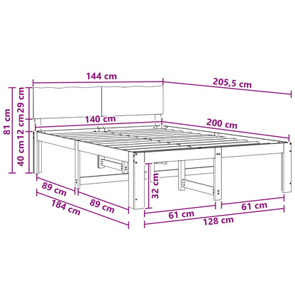 vidaXL Double Bed Frame with Headboard ROSTOCK White 140 x 200 cm