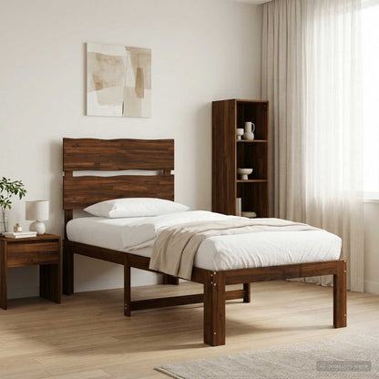 vidaXL Single Bed Frame with Headboard ROSTOCK Dark Brown 75 x 190 cm