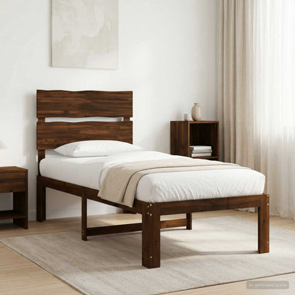 vidaXL Single Bed Frame with Headboard ROSTOCK Dark Brown 90 x 190 cm