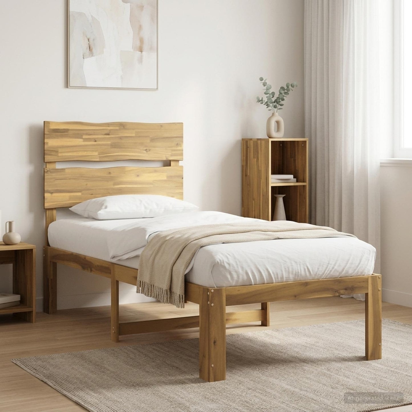 vidaXL Single Bed Frame with Headboard ROSTOCK White 90 x 190 cm