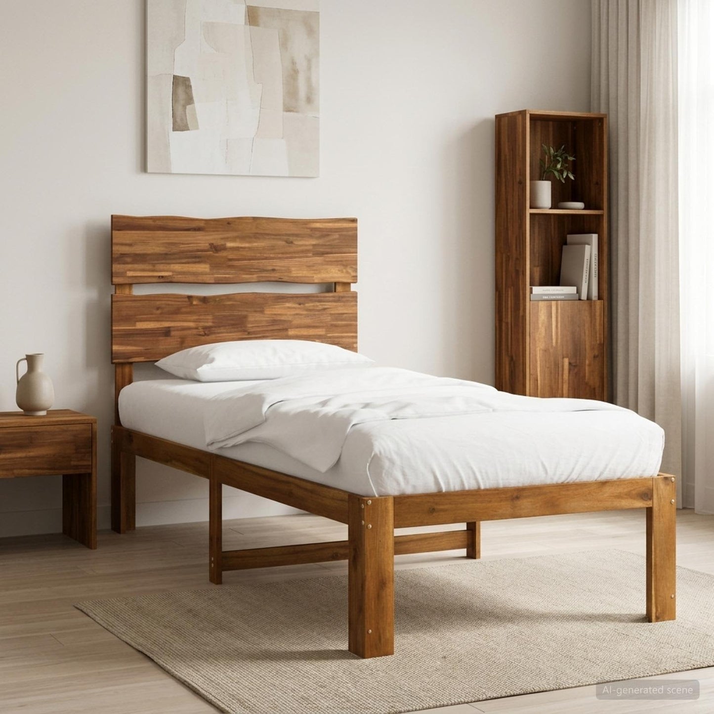 vidaXL Single Bed Frame with Headboard ROSTOCK Natural 80 x 200 cm