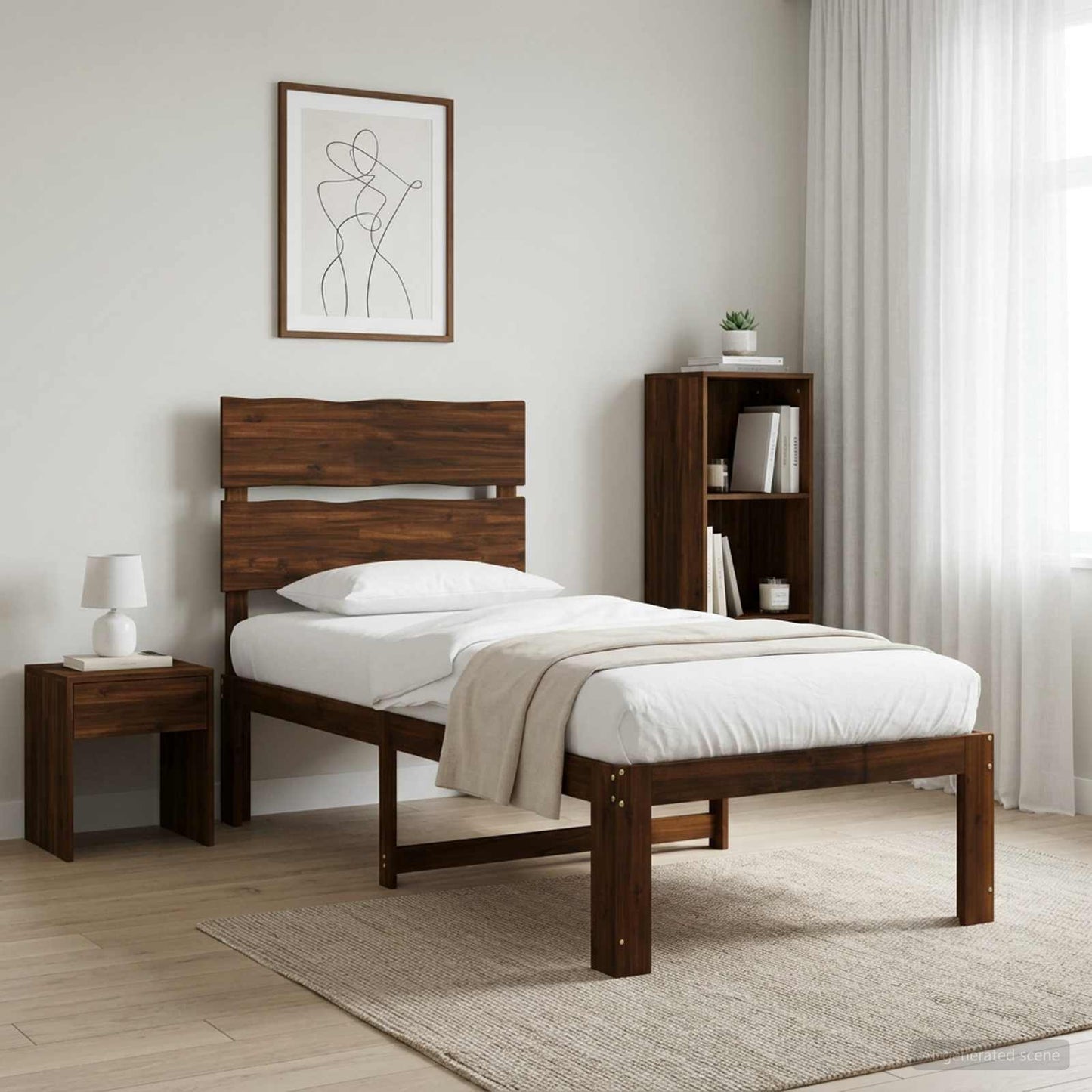 vidaXL Single Bed Frame with Headboard ROSTOCK Dark Brown 90 x 200 cm