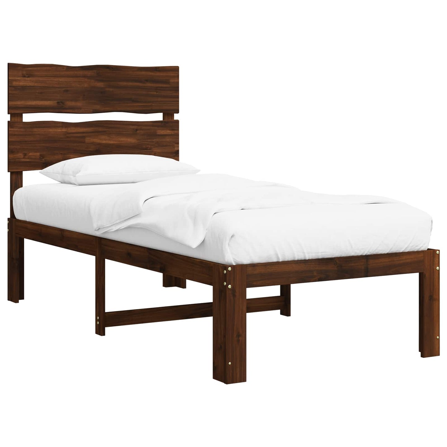 vidaXL Single Bed Frame with Headboard ROSTOCK Dark Brown 100 x 200 cm