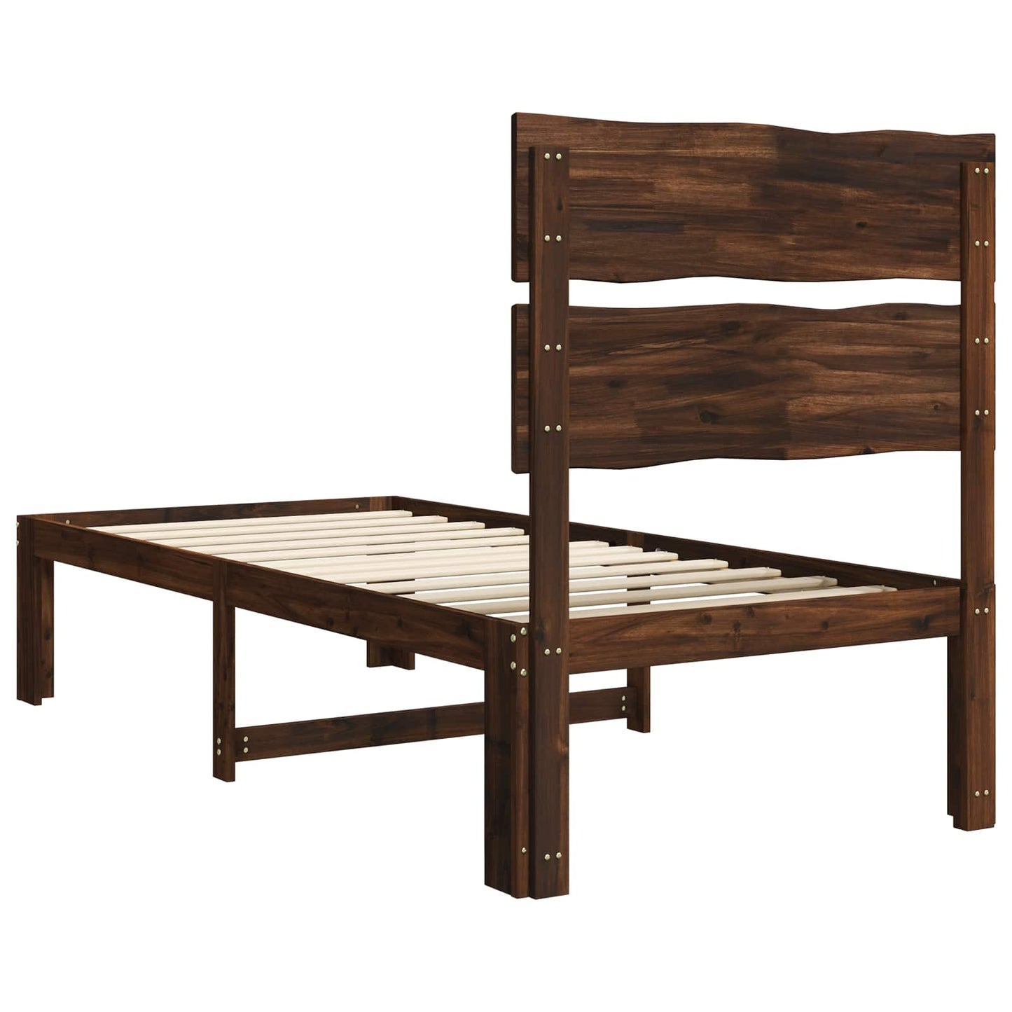 vidaXL Single Bed Frame with Headboard ROSTOCK Dark Brown 100 x 200 cm