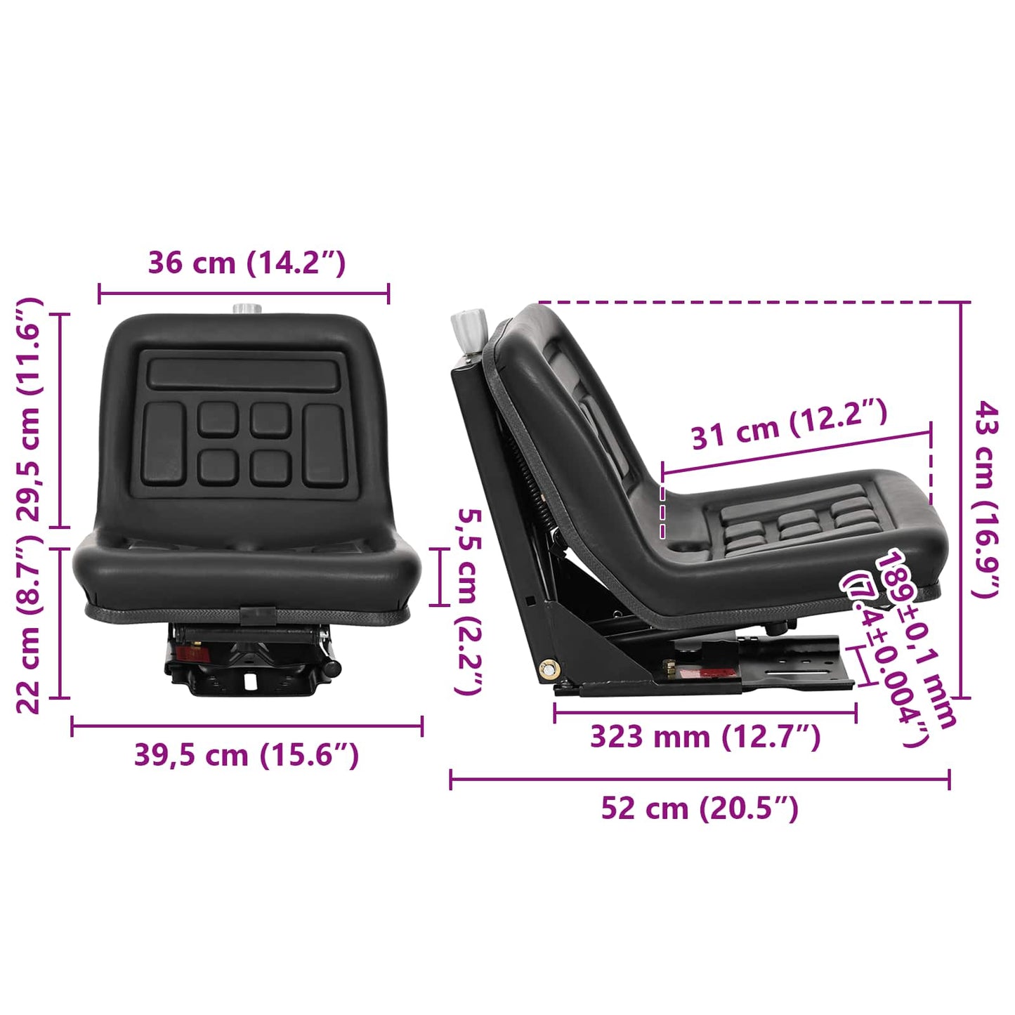 vidaXL Black 39.5 x 52 x 43 cm Steel and PVC