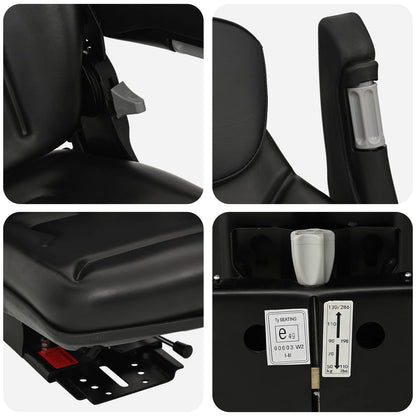 vidaXL Tractor Seat with Suspension Black 60 x 58 x 72 cm