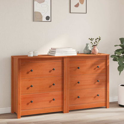 vidaXL Sideboard 2 pcs Wax Brown 140 x 35 x 80 cm Solid Pine Wood